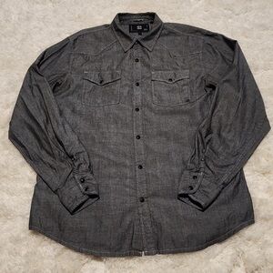 Ocean Current OC Button Front Western Long Sleeve Gray Shirt Men’s Large EUC